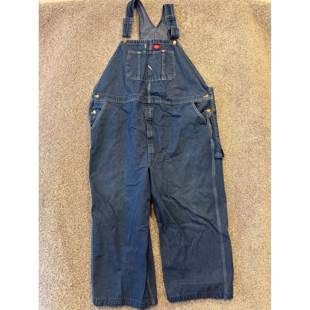 Dickies Overalls Mens 48x26‎ * Blue Denim Bib Carpenter Workwear Utility Indigo